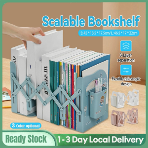 Book Stand Expandable Bookend Book Holder Adjustable Bookshelf Desk Table Book Rack Rak Buku Creative Adjustable Anti Skid Bookends Book Bookend With Pen Holder book end stand Table Office Storage