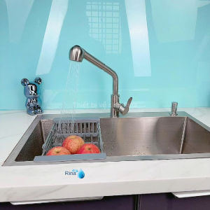 HÀNG XỊN 304 Vòi nước rửa chén bát dây rút nóng lạnh inox sus 304 cao cấp Rina RN5016 2 chế độ nước tiện lợi