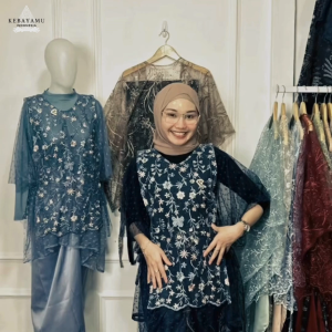 Promo 5in1-One set Kebaya Modern Wanita 2024 Renjani Vest Brokat Tile Garden Outfit kondangan wisuda