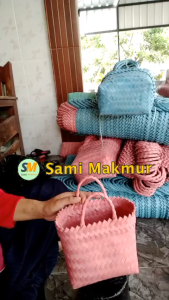 Tas Anyaman Plastik Mini Polos Anyam Jinjing Tas Hampers untuk Ulang Tahun Parcel Souvenir Snack