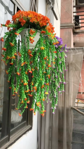 Giỏ Hoa Treo Tường Trang Trí Nhà Cửa Chậu Hoa Giả Decor Ban Công Cắm Sẵn Y Hình Đẹp DG-596