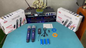 Bộ đôi micro không dây karaoke mu23 ontekco dùng cho loa kéo âm ly các thiết bị âm thanh chuyên nghiệp gia đình