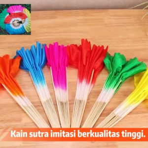 Kipas Tari Warna Versi Yang Dipoles/Menari Kipas Dekorasi/Latihan Tari Penggemar/Kain Sutra Imitasi