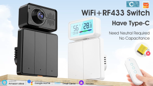 SMATRUL Tuya สมาร์ทสวิทช์ EU Wall Light 110-250 V 2-Way WIFI RF433 Typec Neutral Wire Timing Voice App Tmall Genie Alexa Google home