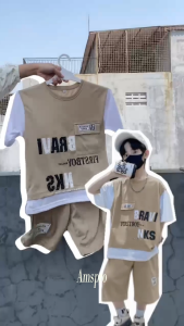 Amspro - Setelan Anak Laki-laki Baju Kaos Pakaian Anak Laki-laki Fashion Kids Setelan Anak Oneboy