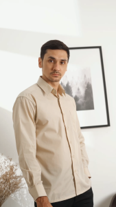 BOSS Kemeja Polos Pria Lengan Panjang Regular Fit Coklat