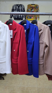 Blazer Wanita Executive Scuba Premium Polos Gaya Formal dengan Kancing Emas