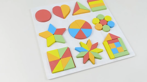 Wooden Geometry Shape Block Puzzles/3D Kids Building Blocks Board Game/Montessori Shape Cognition Sorting Toys