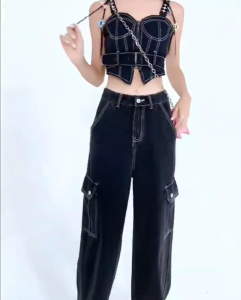 UN 2024 New Style Highwaist Cargo Pants & Baggy Women's Wide Leg Jeans