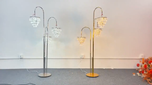 【COD】Wedding Props - Gold Crystal Candelabra with LED Lights and Elegant 3-Headed Design