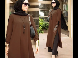 Women Long Shirt Blouse Solid Color Baju Perempuan Style Round Neck Fashion Party Untuk Wanita Tunic Fabric Long Sleeve -IKA