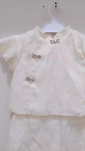 Setelan Anak Perempuan Cheongsam Import Kerah Pita 3 Lengan Balon Brokat Rok Mini Kekinian