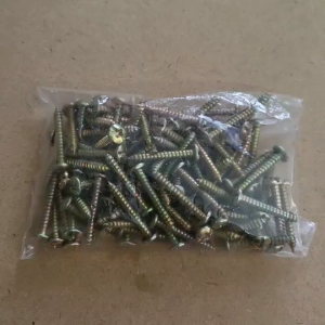 ชุดละ 100 ตัว สกรูเกลียวปล่อย สกรู น๊อต ชุบซิงค์ เบอร์#6 หัวแพนแฉก P+ (หัวกลม) ปลายแหลมคม ความยาว 1 นิ้ว