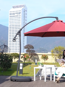 3M Patio Garden Beach Umbrella Outdoor Market Table Round Umbrella with Crank and Push Handle Umbrella With Stand