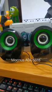 ลำโพงคอมพิวเตอร์ ตั้งโต๊ะ mini Speaker USB Port  ยี่ห้อ MACNUS รุ่น ADL-S318 Black/Green รับประกัน 1ปี