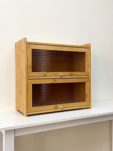 Bamboo Storage Cabinet Storage Rack coffee cup rack Countertop Plate Storage Shelf Multifunctional locker spice cabinet Rak Kabinet Kayu 收纳置物柜