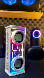 KOOYIINN Cyberpunk Bluetooth Speaker 10W Double Horn A88 Mecha Speaker Portable Bass Wireless RGB LED Light BT 5.3 Bluetooth Subwoofer Speaker