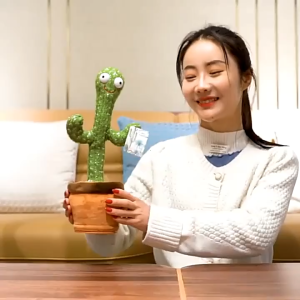 Dancing Cactus Toy 120 English Songs USB Charge Recording Imitate Talking Lights Plush Musical Toys