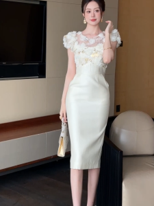 ZYHT EraVogue Váy nữ Váy kem Váy satin Váy không tay Váy công sở Váy Hiso Váy cổ điển Váy công sở Váy dự tiệc Váy dạ hội 21363