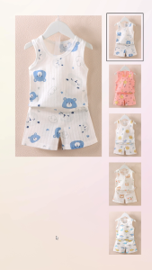 2-Piece Baby Kids Cute Cartoon Sleeveless Tank Top + Shorts