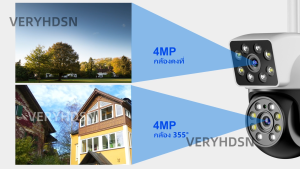 กล้องวงจรปิด 2เลนส์ คมชัด 8MP กล้องกันน้ำ หมุนได้360องศา มีไมค์ลำโพงพูดตอบโต้ได้ ตรวจจับการเคลื่อนไหว ภาพสีคมชัด กล้องวงจรปิด wifi กล้องวงจรปิด ซอฟต์แวร์ V360 PRO