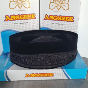 Songkok Peci Kopiah Anggrek Kharisma Kembang Goyang Kriwil AC Bludru Hitam Premium