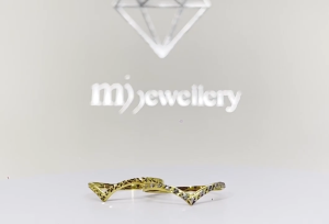 MJ Jewellery 375/9K Gold V-Shaped Minimalist Ring C87 - Full Gold, Two-Tone Gold, 0.70-0.80g, Size 10-22