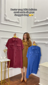 Dress Maternity BHT Molly Cringkle Airflow Premium - Gaya Korea Lengan Pendek Warna Solid