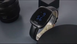 Box Exclusive Jam Tangan Fos Led List Hitam VA-637RA / Jam Tangan Fashion Wanita Tali Kulit Diameter 36 cm