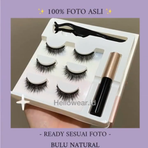 CODMALL BULU MATA PALSU NATURAL MAGNET EYELASH EXTENSION 3D PAKETAN SET TEBAL 3 PASANG A157