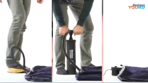Inflatable Single Person Air Bed Outdoor Camping Portable and Easy To Carry Single Person Air Bed (Blue)