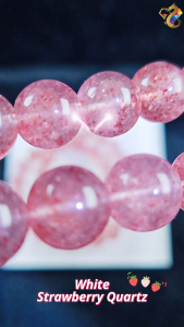 Graduation Grade White Strawberry Quartz with Rainbow Mica Fuller Mineral Bracelet