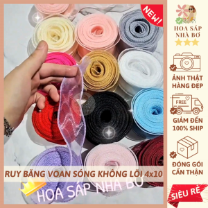 [SỈ LẺ RẺ] Ruy băng voan sóng ren bèo 4x10 tiết kiệm gói quà gói hoa nơ handmade - Hoa Sáp Nhà Bơ