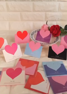 Mixed Color Love Heart Shape Greeting Card Valentines Day Gift Card Wedding Invitations Card Romantic Thank You Cards