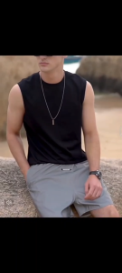 Korean Fashion Sando for men round neck cotton vest sleeveless black vest for men Mens print shirt Top for Men