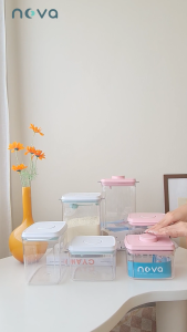 NOVA รุ่น RTCM (สีใส ฝามินต์) กล่องเก็บนมผงสูญญากาศ ป้องกันความชื้น มด แมลง สำหรับใส่นมผง ขนม อาหาร