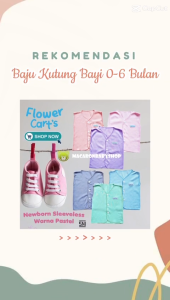 Yukensi Baju Bayi Polos Atasan Bayi Kutung Polos Flower Cart SNI Baju Tidur Piyama Bayi Murah