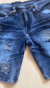 Celana Pendek Jeans Pria Dewasa Sobek Robek Tali Kolor Atas Lutut Dengkul Distro Warna Snow Biru Terbaru Viral Jins Cowok Cowo Laki