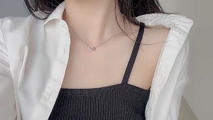 Pinapple สร้อยคอทรงสี่เหลี่ยมวงกลมเรียบง่ายสำหรับผู้หญิง สไตล์เท่ สร้อยคอหรูหราแบบเบา โซ่กระดูกไหปลาร้าทรงเรขาคณิต