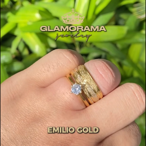 Glamorama Couple Rings: "Emilio" Engagement & Wedding Ring Set