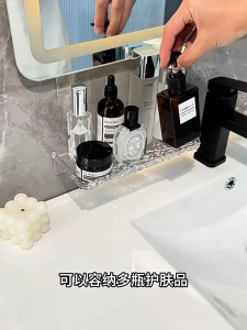 Bathroom Rack Transparent Shelf Toilet Wall Mounting Storage Shelves No Hack Nail Adhesive