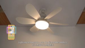 Dimmable Light Color Temperature Modern Ceiling Mount Remote Control Smart E27 40W 52Cm Led Ceiling Fan Light