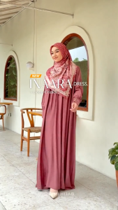 Gimi Hijab - Inaara Dress Premium Dress Bahan Linen Crinkle Anti Kusut Adem dan Nyaman Dipakai Gamis Wanita Bikin Tambah Cantik