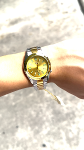 Senkq นาฬิกาผู้ชาย นาฬิกาข้อมือ รูปหน้า นาฬิกาทางการ หรูหรา นาฬิกา รุ่น 3303 สแตนเลส ทูโทน หน้าปัด ไมโครแกร่ม 14 วัน