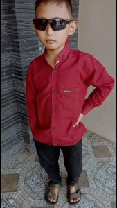 Setelan Kemeja Polos Anak Cowok Lengan Pendek Celana Chinos Panjang USIA 2-10 Tahun