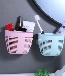 ตะกร้าจัดระเบียบแขวนผนัง มีแผ่นกาวในตัว ไม่ต้องเจาะผนัง สินค้าคละสี Wall Mounted Organizing Basket