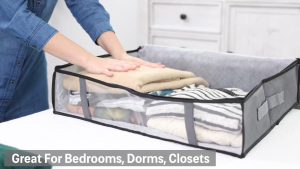 Underbed Storage Bag Foldable Underbed Storage Bags Closet Organizers Storage Bins Bedding Comforter Clothes Boxes Large-Capacity Wardrob Quilt Storag Zippered Breathable Underbed Storage