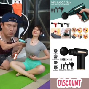 (bisa cod) Alat Pijat Elektrik Getar Massage Gun 4 in 1 Terapi Otot Badan