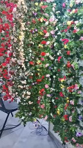 Daun Rambat Mawar Rose Artificial Flower Juntai Imitasi Dekorasi Dinding Tanaman Hias BG183