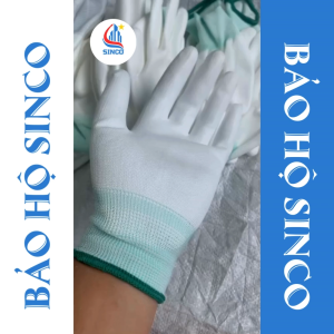 Găng tay lao động trắng găng tay phòng sạch phủ PU lòng bàn tay Bảo Hộ Sinco bền chắc độ bám tốt. 1 đôi
